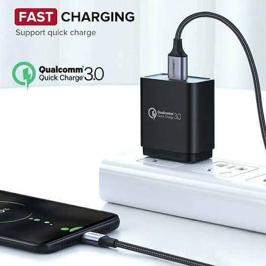 Ugreen Braided USB 2.0 to micro USB Cable Μαύρο 1.5m (60147)