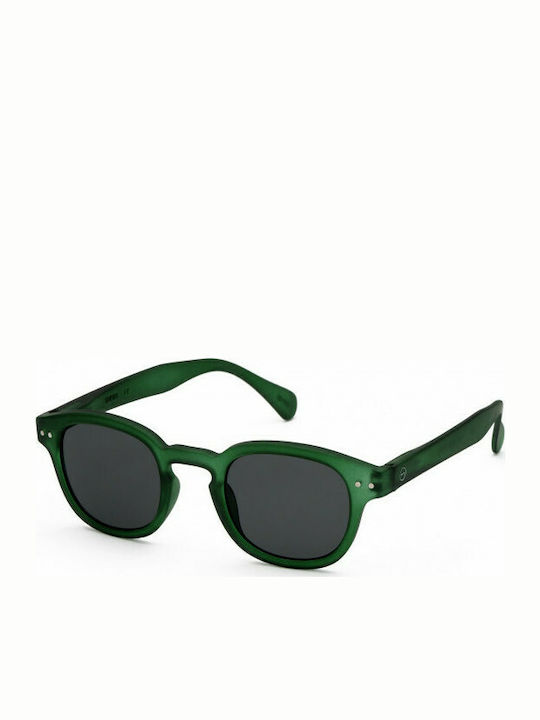 Izipizi C Sun Men's Sunglasses with Green Plastic Frame and Gray Lens