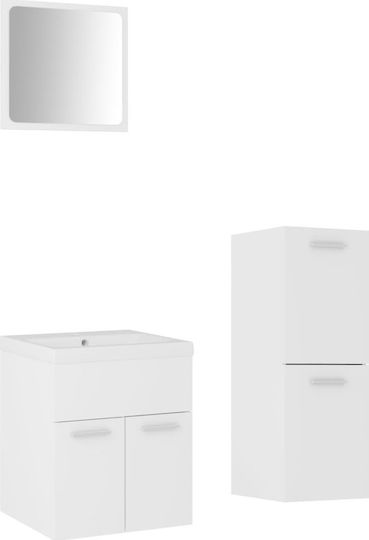 vidaXL Countertop with Sink, Mirror & Column L41xW38.5xH46cm White