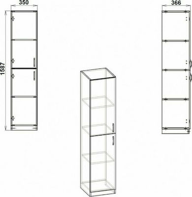 Mega Bazaar KW-13 Melamina Bathroom Cabinet L35xD37xH159cm White