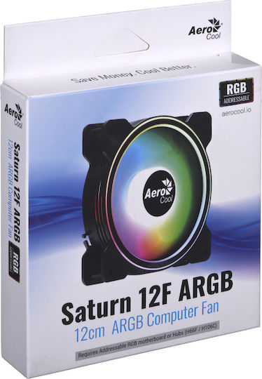 Aerocool Saturn 12F Case Fan 120mm 1000rpm 35.8cfm with ARGB Lighting and 6-Pin Connection