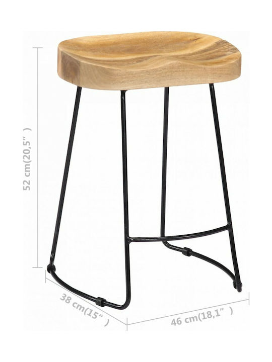 Stool Bar Wooden Gavin Mango wood / Black 2pcs 46x38x52cm