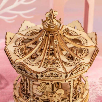 Robotime Wooden Construction Toy DIY Romantic Carousel Music Box Kid 14++ years