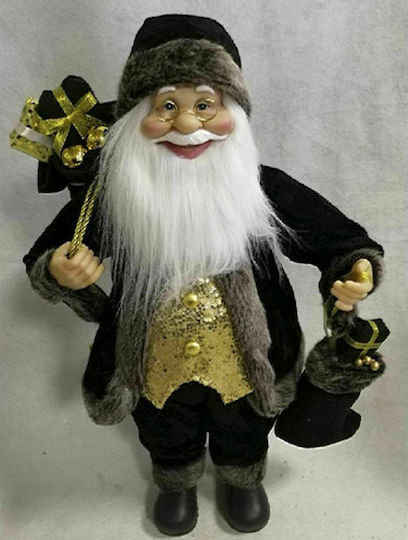 Dekorativer Weihnachtsmann Schwarz aus Stoff 45cm