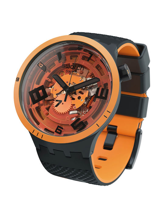 Swatch Bold Oops Γυναικείο Ρολόι 47mm Μπαταρίας με Μαύρο Καουτσούκ Λουράκι