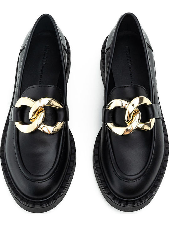 97L2 Leather Women's Moccasins in Black Color 97L2_NERO