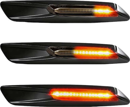 Тъмно Тонирани LED Flash БМВ Серия 1 E81 / E82 / E87 / E88 / X3 E83 / F10 Look Led Dynamic Гланцирано Черно Тъмно Тонирани 2 Бройки