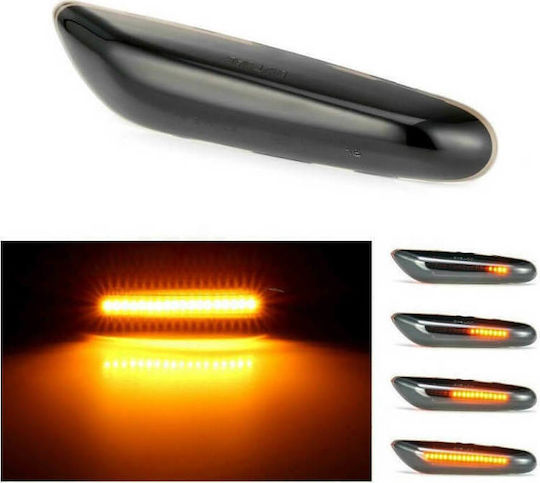 Тъмно Тонирани LED Flash БМВ Серия 1 E81 / E82 / E87 / E88 / X3 E83 / F10 Look Led Dynamic Гланцирано Черно Тъмно Тонирани 2 Бройки