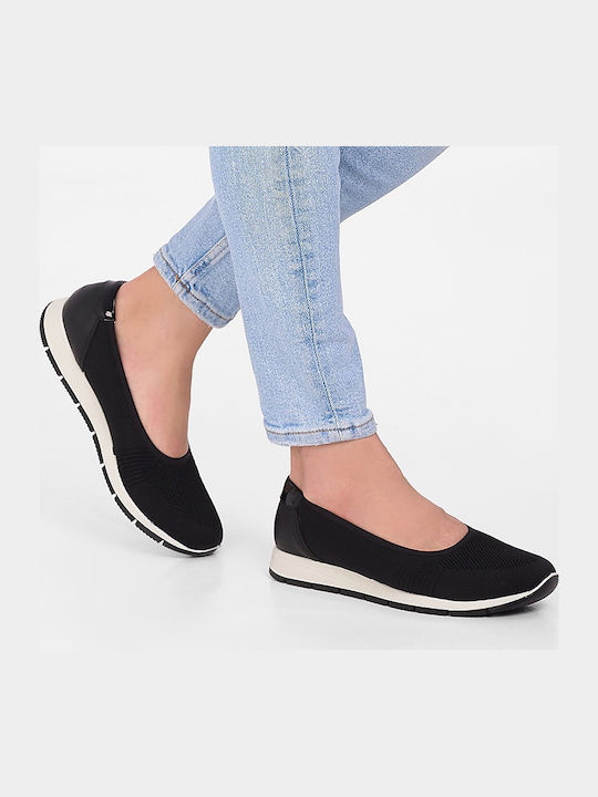 Lederne Damen Ballerinas in Schwarz Farbe