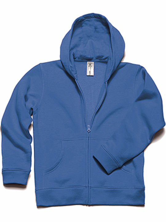 B&C Kinder-Sweatjacke mit Kapuze Hellblau