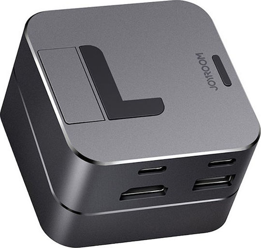 Joyroom J-Cube Docking Station with Dual USB-C HDMI 4K Ethernet Gray