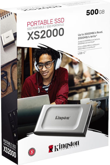 Kingston XS2000 USB-C External SSD 500GB 1.8" Silver