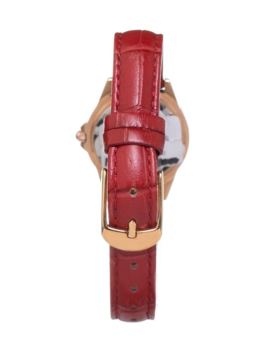 Folli Follie Watch with Burgundy Leather Strap