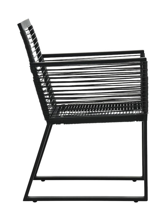 Scaun de exterior Rattan Negru 2buc 57x53x78cm