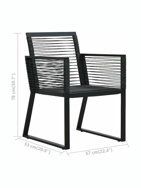 Scaun de exterior Rattan Negru 2buc 57x53x78cm