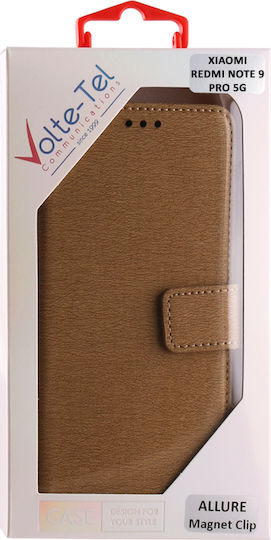 Volte-Tel Wallet Δερματίνης Χρυσό (Xiaomi Redmi Note 9 Pro 5G)