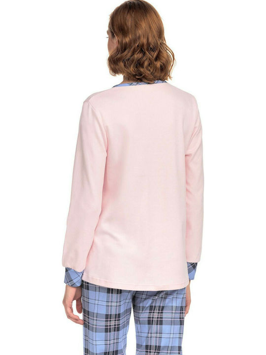 Vamp Winter Damen Pyjama-Set Baumwolle Rosa