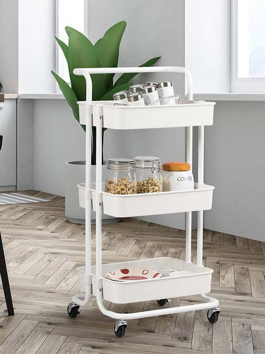 Vesta Home Kitchen Trolley Metallic 3 Tiers White 43x34x85.5cm