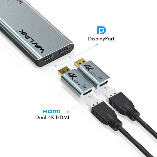 Wavlink Thunderbolt 3 Docking Station with DisplayPort 4K Ethernet Silver (WL-UTD05)