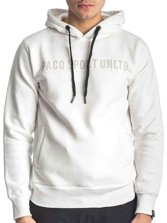 Paco & Co Men's Sweatshirt with Hood and Pockets Ecru