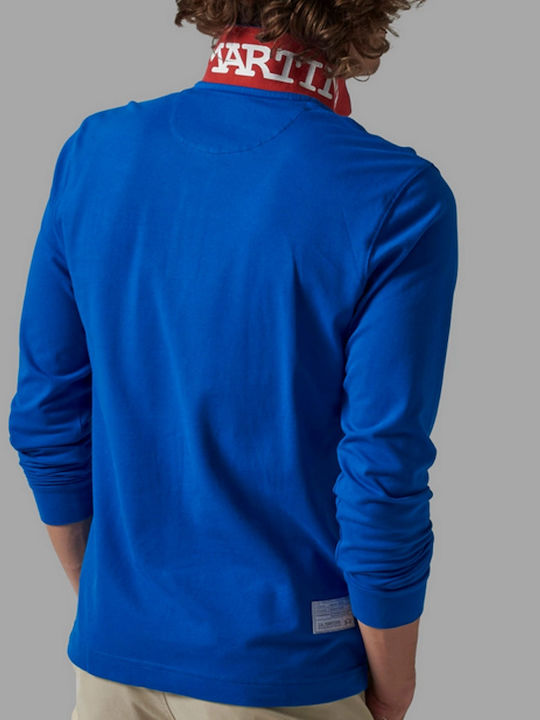 La Martina Herren Langarmshirt Polo Blau