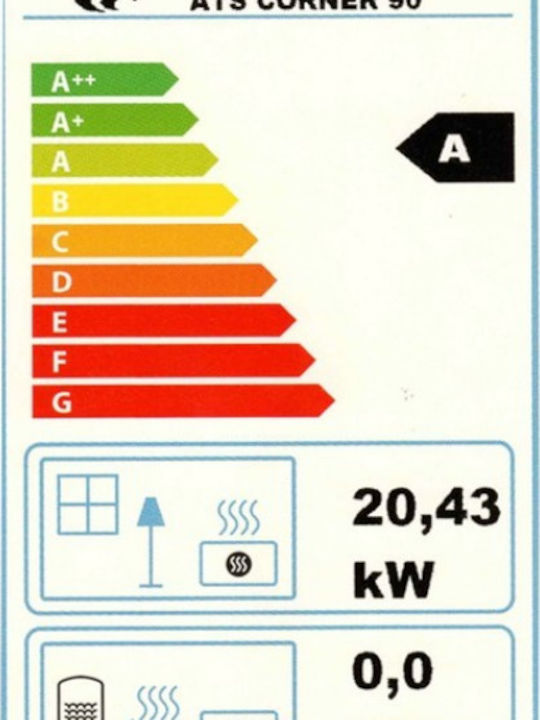 Thermiki ATS 90 Corner Ενεργειακό Τζάκι Ξύλου Αερόθερμο 20.43kW Δεξιά Γωνία με Συρόμενη Ανοιγόμενη Πόρτα