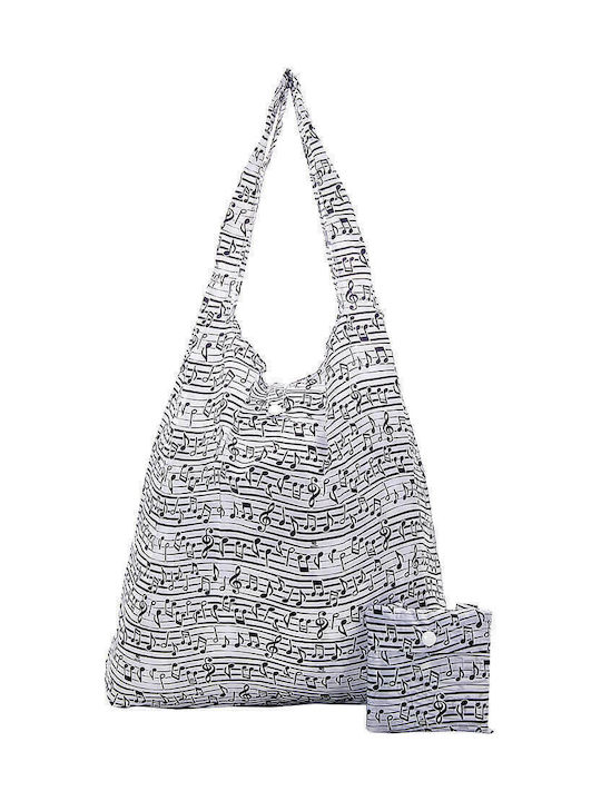 Eco Chic Music Fabric Shopping Bag In White Colour