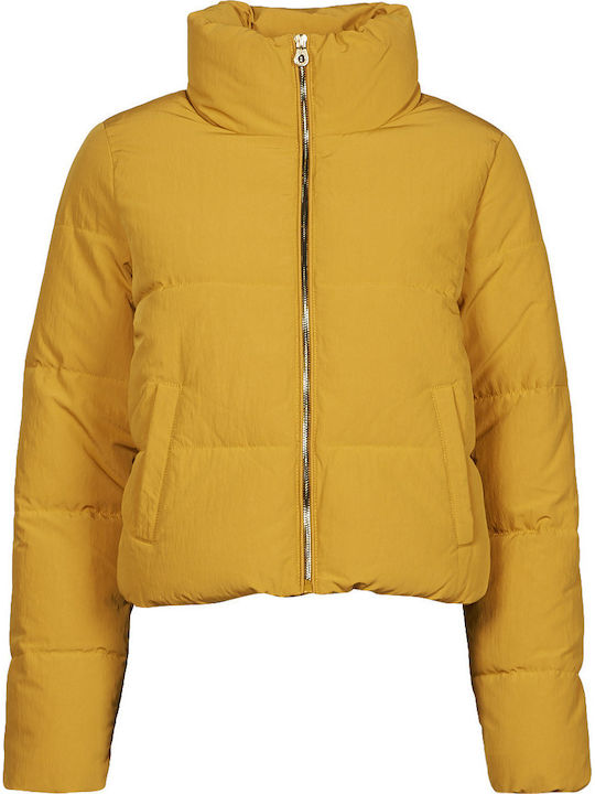 Women's Short Puffer Jacket for Winter Yellow/Honey Mustard