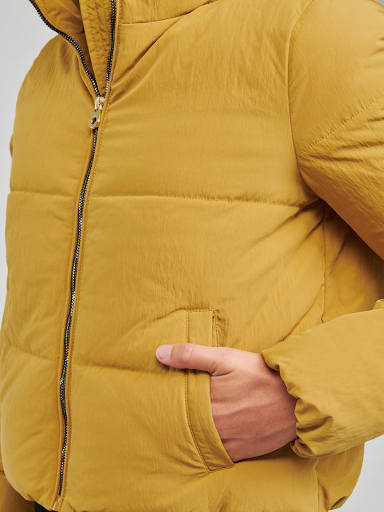 Women's Short Puffer Jacket for Winter Yellow/Honey Mustard