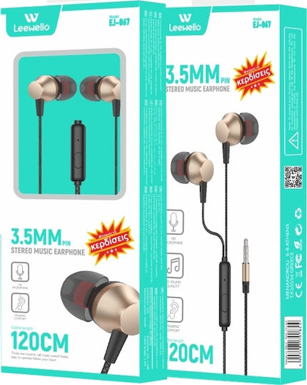 EJ-067 In-Ear Freihändig Kopfhörer mit Stecker 3.5mm Gold