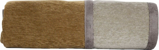 Nef-Nef Homeware New Tanger Ριχτάρι Διθέσιου Καναπέ Δύο 'Οψεων Chenille 180x250εκ. Mustard / Ecru