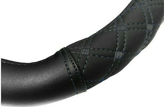Feral Car Steering Wheel Cover with Diameter 38cm made of Leatherette Black with Black Stitching