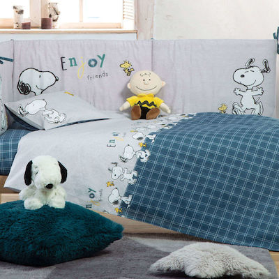 Nef-Nef Homeware Πάντα Klassisch Snoopy Enjoy Petrol/Grey Gray 40x187cm