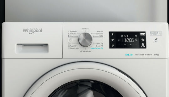 Whirlpool Пералня 9кг с Парна Технология 1400 Оборота 6th Sense FFB 9458 WV EE