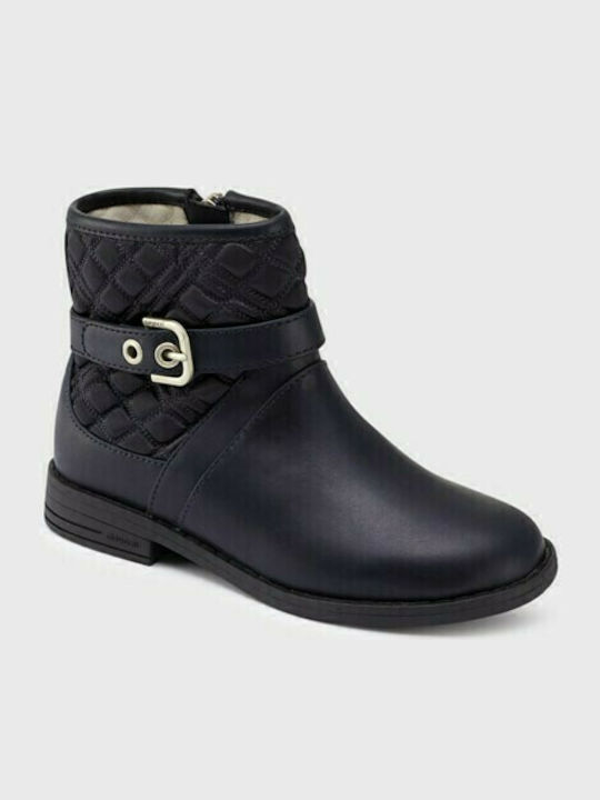 Mayoral Kids Leather Boots with Zipper Navy Blue