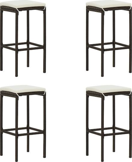 Ξύλινο Σκαμπό Μπαρ Καφέ - Λευκό Κρεμ 4τμχ 38x38x76cm Ξύλινο Σκαμπό Μπαρ Καφέ - Λευκό Κρεμ 4τμχ 38x38x76cm