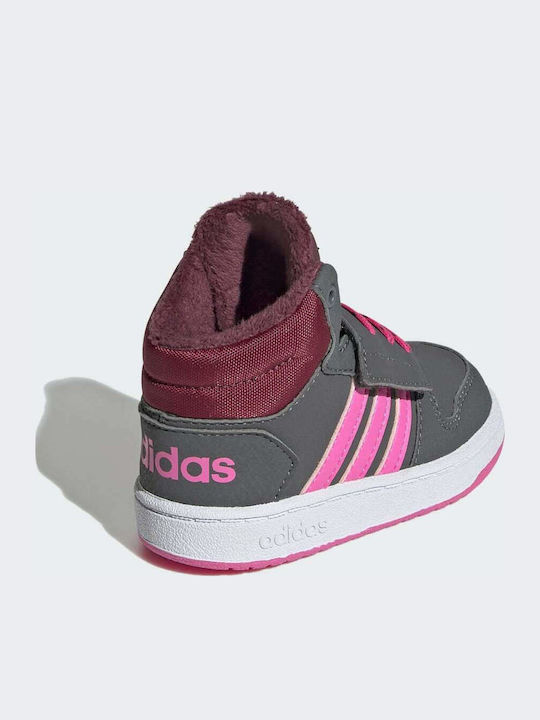 Hoops Hoops 2.0 Kids Sports Shoes Basketball with Hoop & Loop Closure Grey Five / Screaming Pink / Core Black