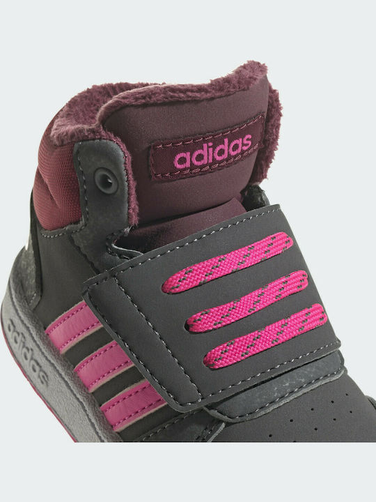 Hoops Hoops 2.0 Kids Sports Shoes Basketball with Hoop & Loop Closure Grey Five / Screaming Pink / Core Black