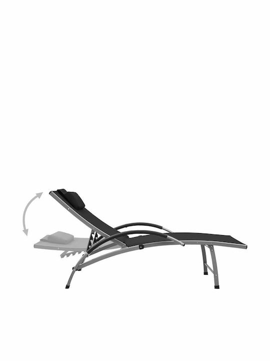 Deckchair Aluminum with Textilene Fabric Black 170x60.5x69cm.