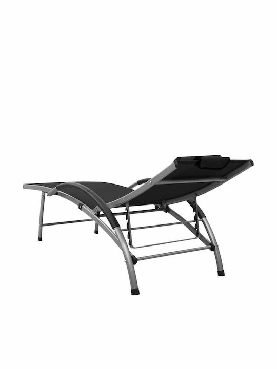 Deckchair Aluminum with Textilene Fabric Black 170x60.5x69cm.