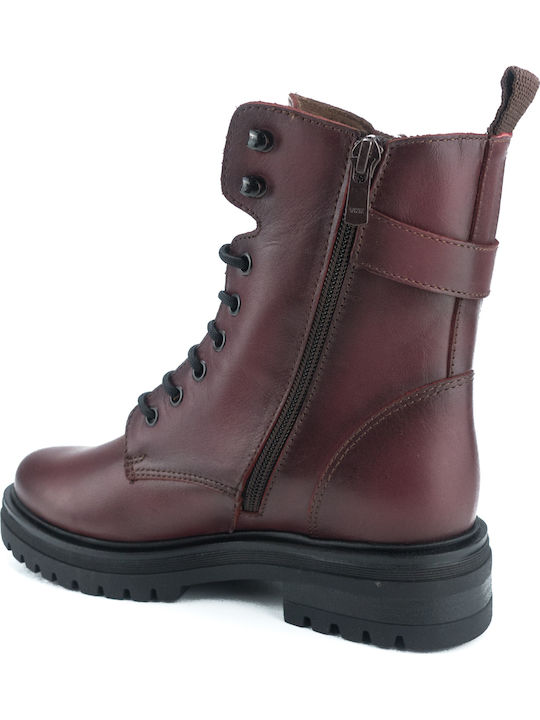 Leather Women's Ankle Boots Burgundy