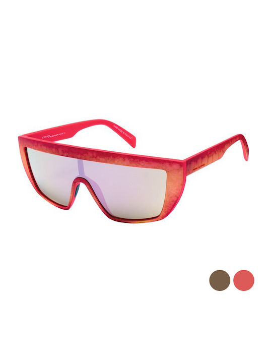 Italia Independent Men's Sunglasses with Red Plastic Frame and Gray Lens 0912.055.063