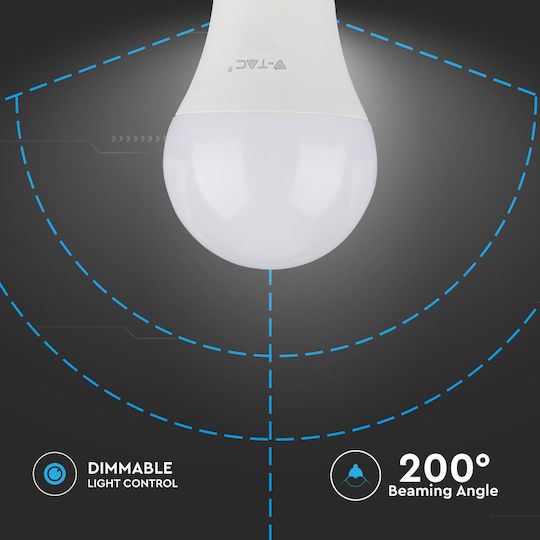 V-TAC LED Bulb 12W 120mm for Socket E27 and Shape A60 Cool White 1055lm Dimmable
