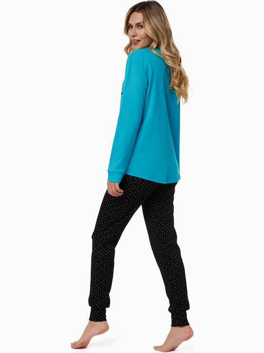 Minerva Winter Women's Pyjama Set Turquoise Happy Dreams