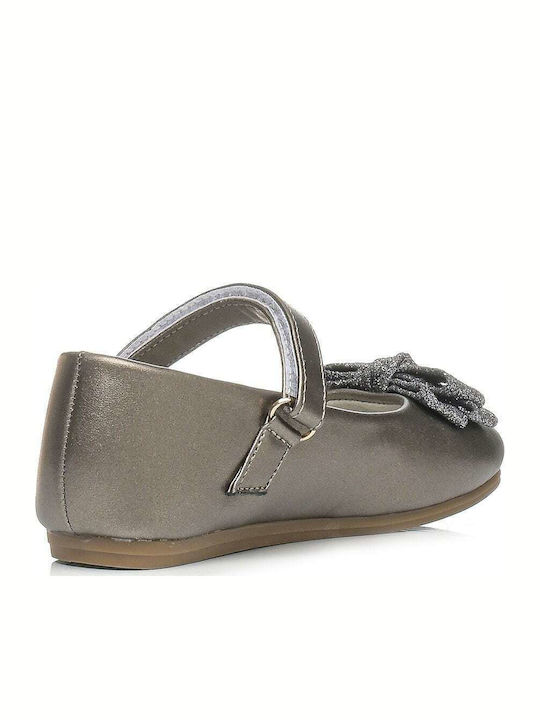 Kids Ballerinas with Hoop & Loop Closure Silver