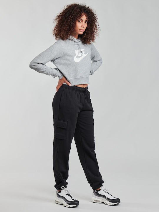 Cropped Women's Sweatshirt Hooded Dark Grey Heather