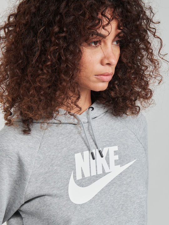 Cropped Women's Sweatshirt Hooded Dark Grey Heather