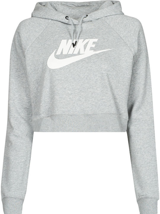 Cropped Women's Sweatshirt Hooded Dark Grey Heather