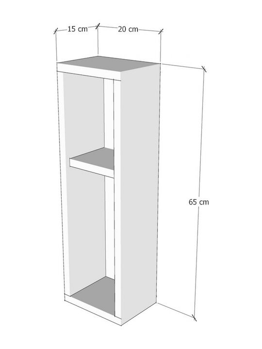 Wooden Bedside Table Natural Wood 20x15x65cm