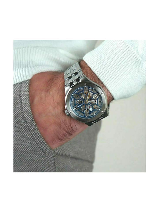 Edox Delfin Mecano Watch Automatic with Silver Metal Bracelet